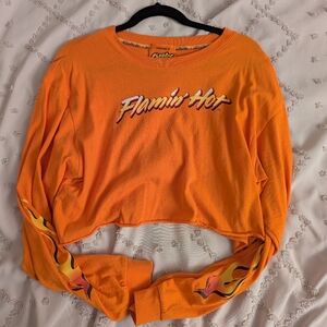 Forever 21 x Cheetos "Flamin' Hot" Cropped Sweatshirt - Large - Orange